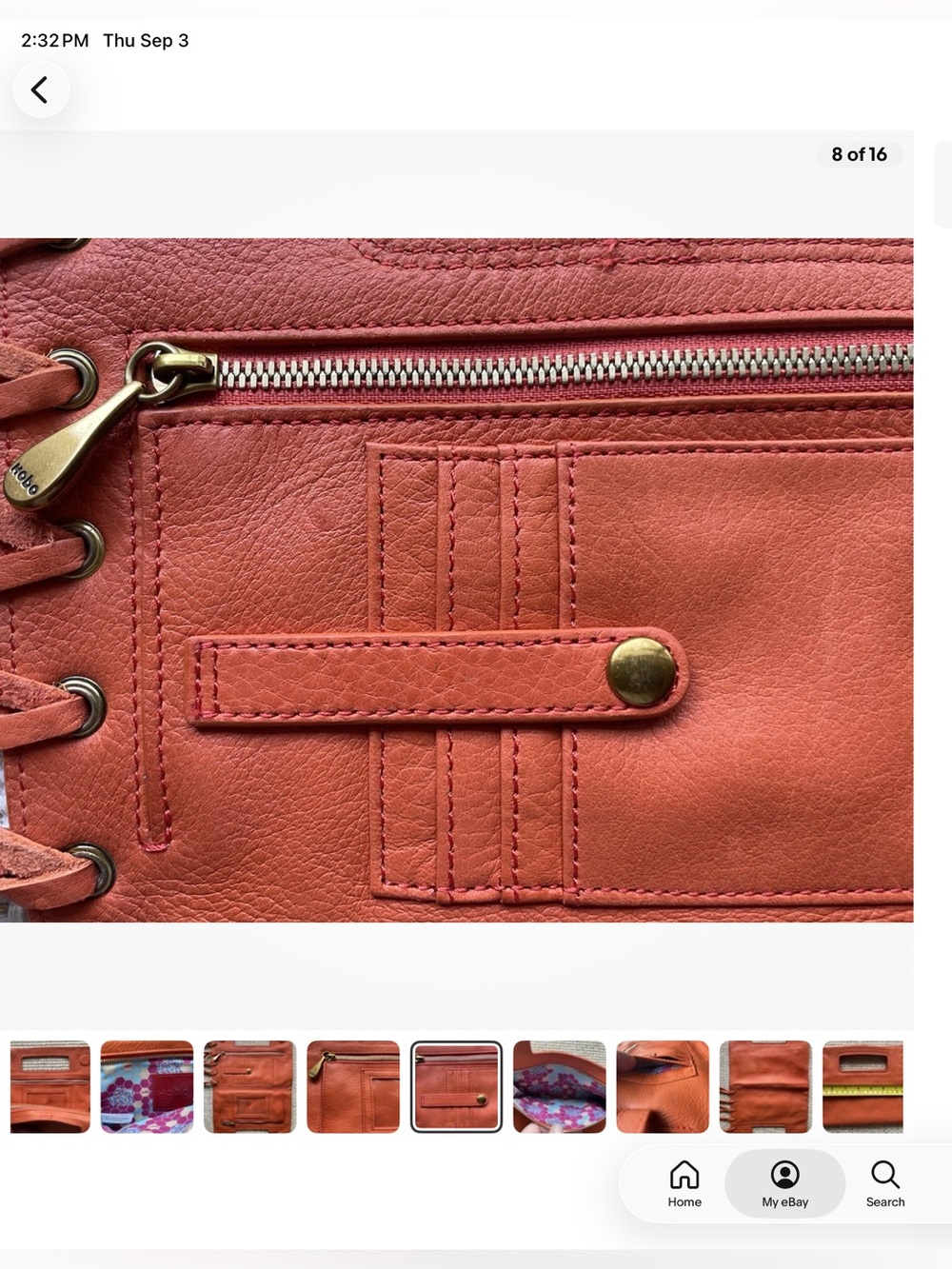 HOBO Sunny Orange Leather Fringe Clutch - Picture 8 of 16